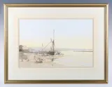 John Sutton, Bucklers Hard at low water, watercolour