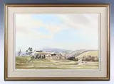 Michael Barnfather, Strangers on the Bridge': landscape, oil on canvas