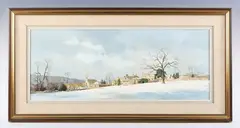 Michael Barnfather, Snow at Sapperton, Cotswolds, oil on canvas