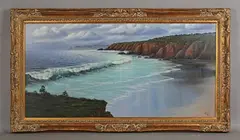 Maurice Meyer, Breakers on a shore, oil on canvas