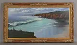 Maurice Meyer, Breakers on a shore, oil on canvas