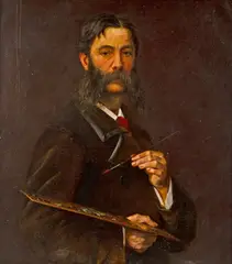 John Henry Sylvester, Self Portrait with Palette, oil on canvas