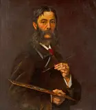 John Henry Sylvester, Self Portrait with Palette, oil on canvas