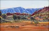 Albert Namatjira, Australian Landscape with Trees and Mountains, early/mid-20th century watercolour