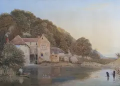 Frederick Nash, Punt Fisherman near Arundel Mill, Sussex, watercolour