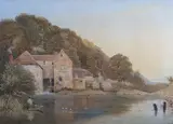 Frederick Nash, Punt Fisherman near Arundel Mill, Sussex, watercolour