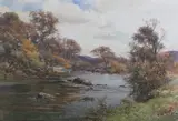 Paul Jacob Naftel, River Landscape, 1888, watercolour