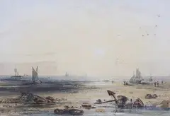 Thales Fielding, Low Tide at Dawn, watercolour