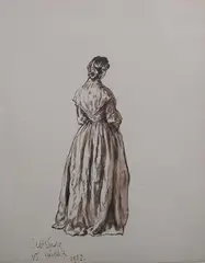 Edna Clarke Hall, Self Study for Wuthering Heights, 1902, pen with ink and wash