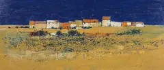 David Humphreys, Landscape with Buildings, oil on board