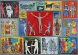 Gerard Dillon, High Cross Panel, mixed media with oil