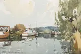 Edward Wesson, Birdham Pool, watercolour
