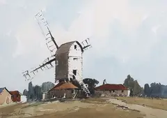 Edward Wesson, The White Windmill at High Salvington, Sussex, watercolour