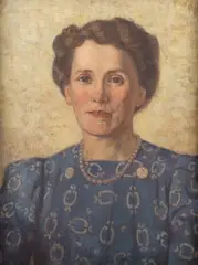 Portrait of Mrs Thompson' [Half Length Portrait of Elizabeth Georgina Thompson] by Agnes Clara Tatham, oil on canvas, sold Sep 2024