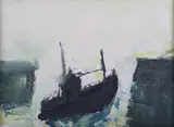 Lilian Strang Neilson, Sailing Vessel in a Harbour Entrance, oil on board