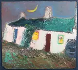 Lilian Strang Neilson, Crescent Moon over the Watchie, Catterline, oil on board