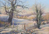 Mervyn Goode, A Sprinkling of Snow in the Hangers, early 21st century oil on canvas