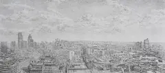 Roy Wright, Panoramic View of London, 2005, charcoal on wove paper