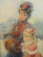 John Strevens, Evening Walk’ (A Lady and a Young Girl in Belle Epoque Dress), oil on canvas