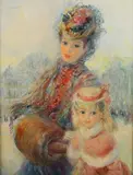 John Strevens, Evening Walk’ (A Lady and a Young Girl in Belle Epoque Dress), oil on canvas
