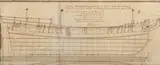 John Williams, Navy Office, A Draught for building by Contract by Mr. Perry at Blackwall, a Bomb Vessel, 27th February 1776, in pursuance of an Order from the Right Honourable the Lords Commissioners of the Admiralt, 1776, manuscript pen with ink on laid paper