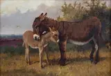Arthur Batt, Two Donkeys in a Landscape, oil on canvas