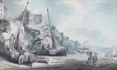 William John Huggins, Beach Scene at Brighton in Sussex, watercolour