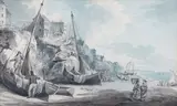 William John Huggins, Beach Scene at Brighton in Sussex, watercolour
