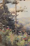 Landscape with Trees and Flowers by Mildred Anne Butler, watercolour, sold Jun 2024