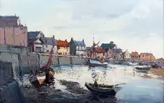 Jack Cox, Harbour at Wells-next-the-Sea, Norfolk, oil on board