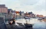 Jack Cox, Harbour at Wells-next-the-Sea, Norfolk, oil on board