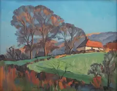 James Fry, Summer Evening, Washington, oil on canvas-board