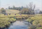 Mervyn Goode, Cows beside the River in May, oil on canvas