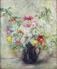 Lena Robb, Flower Study, oil on canvas laid onto board