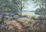 Terence Grundy, County Path with Wildflowers, late 20th/early 21st century watercolour with gouache