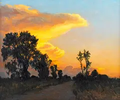 Carl Walter Meyer, Sunset over a South African Landscape, 2001, oil on canvas
