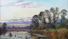 Daniel Sherrin, River Landscape at Dusk, oil on canvas