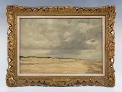 Henry George Moon, Beach Landscape, probably Norfolk, oil on panel