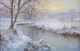 David Dipnall, Winter River Landscape, late 20th/early 21st century oil on canvas