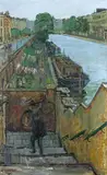 Gerald Rose, The Canal’ (Man carrying a Bicycle down the Steps of Regent’s Canal)