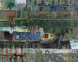 Gerald Rose, Sunday Afternoon (Canal Barge with Children)