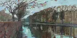 Gerald Rose, Canal Scene with Terraces and Trees