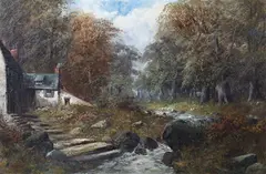 Henry Cooper, Cottages near Dartmouth, Devon, 1910, oil on canvas