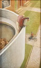 Peter Messer, The Interested Dead, tempera on board