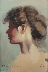 Roy Petley, Profile Portrait of a Young Lady, oil on board
