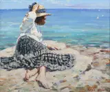 Paul S. Gribble, A Young Lady on a Rocky Coast, oil on canvas