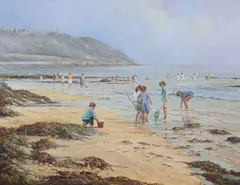 Ted Dyer, Low Tide, Castle Beach, Falmouth, late 20th/early 21st century oil on canvas
