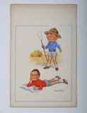 Donald McGill, Though far apart I’m always thinking of you!, watercolour with gouache