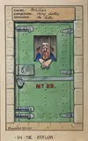 Donald McGill, In the Asylum, watercolour with gouache on card