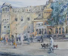 John Drummond, Street Scene, India, watercolour